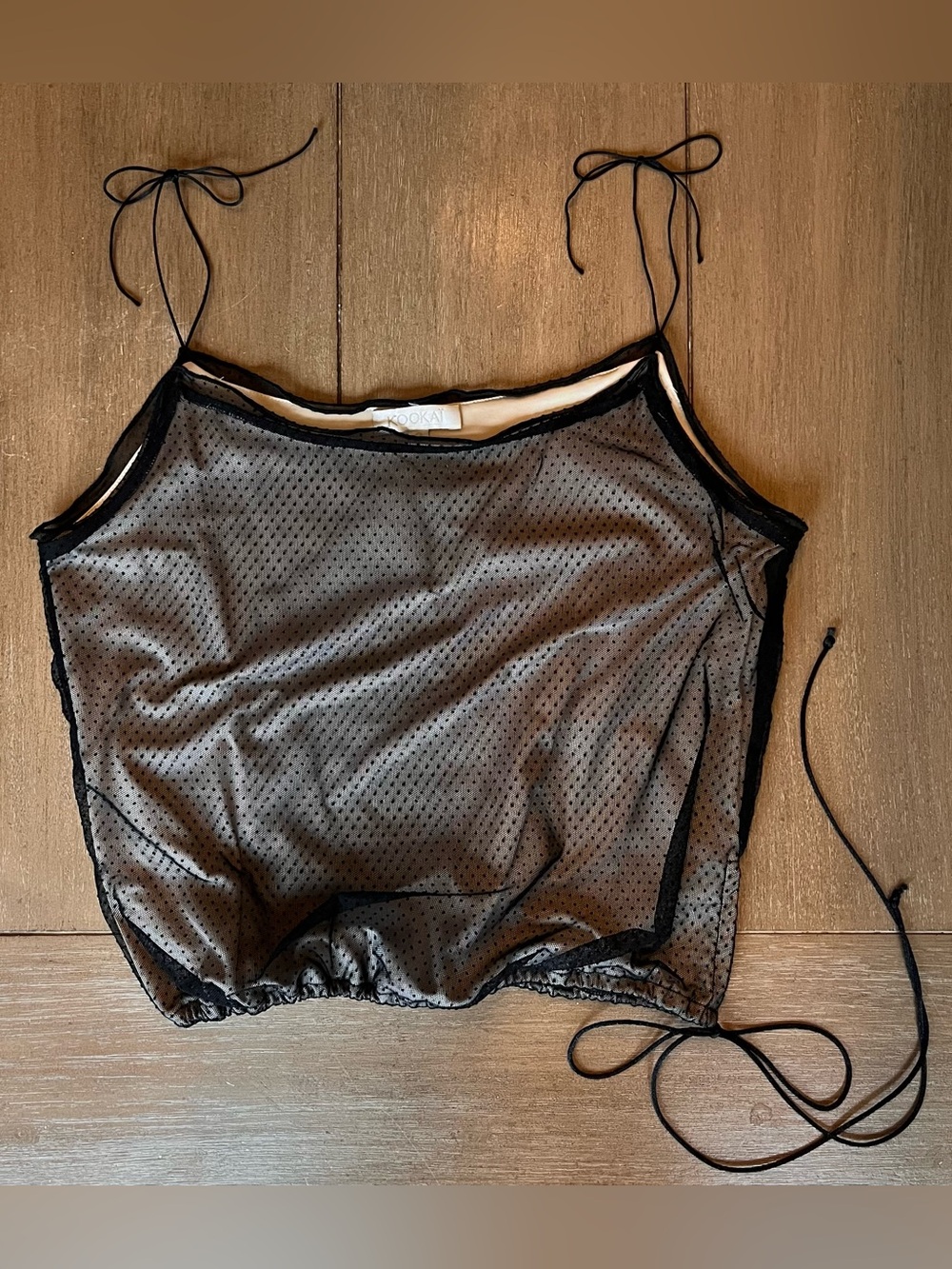 Vintage KOOKAÏ Paris Polka Dot Mesh Side-Tie Cami Top (Early 2000s / Y2K)